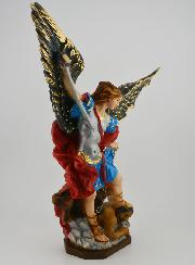 Statue Saint Michel Archange Polychromée Peinte Main - 30 cm