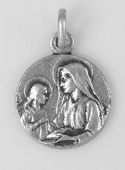 Médaille Sainte Anne et la Vierge Marie en Argent Massif - 17 mm