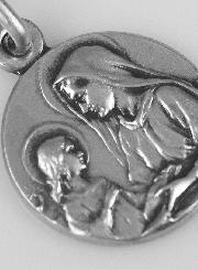 Médaille Sainte Anne et la Vierge Marie en Argent Massif - 17 mm