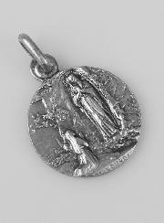 Médaille Notre Dame de Lourdes en Argent Massif - 17 mm