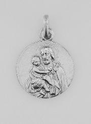 Médaille Saint Joseph à l'Enfant Jésus en Argent Massif - 19 mm