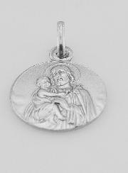 Médaille Saint Joseph à l'Enfant Jésus en Argent Massif - 19 mm