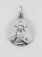 Médaille Sacré Coeur de Jésus-Christ en Argent Massif - 17 mm