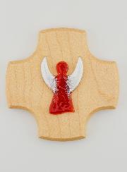 Croix Enfant en Bois d'Erable - Mon Ange Protecteur en Verre