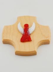 Croix Enfant en Bois d'Erable - Mon Ange Protecteur en Verre