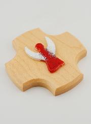 Croix Enfant en Bois d'Erable - Mon Ange Protecteur en Verre