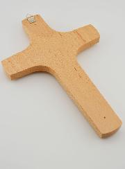 Croix en Bois Clair Sculpté - 22 cm