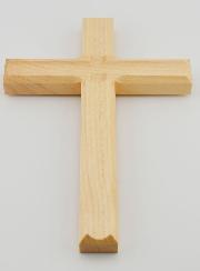 Croix en Bois Blanc Artisanale et Sculptée - 17 cm