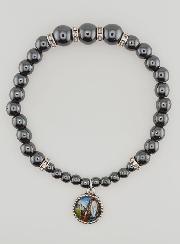 Bracelet Dizainier en Perles d'Hématite et Cristal Noir