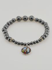 Bracelet Dizainier en Perles d'Hématite et Cristal Noir