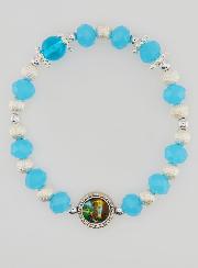 Bracelet Religieux Perles de Verre Médaille de Lourdes