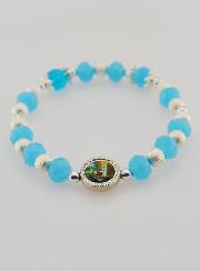 Bracelet Religieux Perles de Verre Médaille de Lourdes