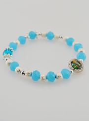 Bracelet Religieux Perles de Verre Médaille de Lourdes
