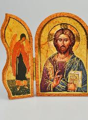 Icône Triptyque du Christ Pantocrator - 12 cm