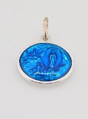 Médaille Notre Dame de Lourdes - Bleue 15 mm