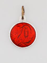 Médaille Notre Dame de Lourdes - Rouge 15 mm