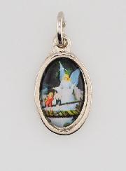 Médaille Ange Gardien Protecteur Argentée - 14 mm