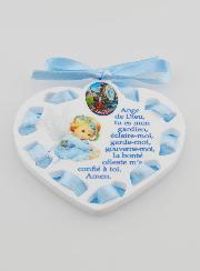 Icône Ange-Gardien Bleue - Cadeau de Baptême Garçon - 7 cm