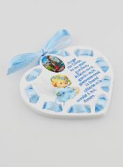Icône Ange-Gardien Bleue - Cadeau de Baptême Garçon - 7 cm