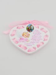 Icône Ange-Gardien Rose - Cadeau de Baptême Fille - 7 cm
