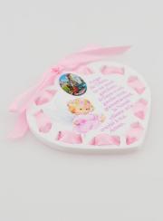 Icône Ange-Gardien Rose - Cadeau de Baptême Fille - 7 cm