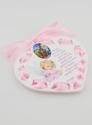 Icône Ange-Gardien Rose - Cadeau de Baptême Fille - 11 cm