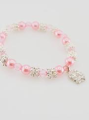 Bracelet Religieux Médailles de Lourdes - Perles Roses