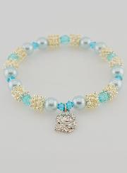 Bracelet Religieux Médailles de Lourdes - Perles Bleues