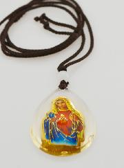Médaille Goutte en Verre - Coeur Sacré de Marie - sur Cordon