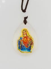 Médaille Goutte en Verre - Coeur Sacré de Marie - sur Cordon