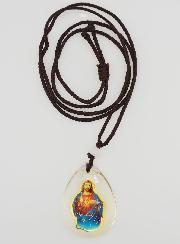 Médaille Goutte en Verre - Coeur Sacré de Jésus - sur Cordon
