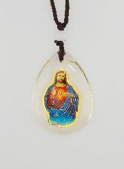 Médaille Goutte en Verre - Coeur Sacré de Jésus - sur Cordon