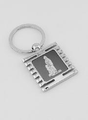 Porte-Clés de Notre Dame de Lourdes Noir et Argent - 3.5 cm