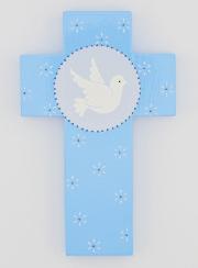 Croix Enfant Colombe de l'Esprit Saint Bleu - 12 cm