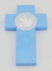 Croix Enfant Colombe de l'Esprit Saint Bleu - 12 cm