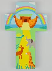 Croix Enfant en Bois L'Arche de Noé - 12 cm