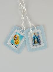 Scapulaire de la Vierge Miraculeuse en Tissu Bleu - 5 cm