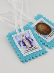 Scapulaire de la Vierge Miraculeuse en Tissu Bleu - 5 cm