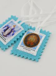 Scapulaire de la Vierge Miraculeuse en Tissu Bleu - 5 cm