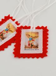 Scapulaire de l'Archange Saint Michel en Tissu Rouge - 5 cm
