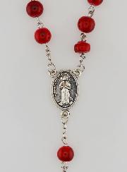 Chapelet Mode de Lourdes en Perles Rouges Style Pierre - 8 mm
