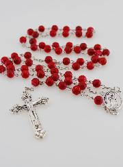 Chapelet de Lourdes en Nacre Rouge Grenat - 60 cm
