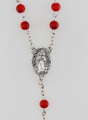 Chapelet de Lourdes en Nacre Rouge Grenat - 60 cm