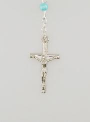 Chapelet de Lourdes en Perles de Nacre Bleue avec Fermoir