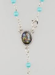 Chapelet de Lourdes en Perles de Nacre Bleue avec Fermoir