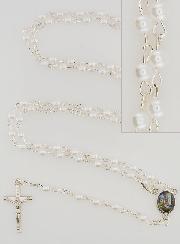 Chapelet de Lourdes en Perles de Nacre Blanche avec Fermoir