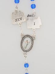 Chapelet de Lourdes - Chemin de Croix en Perles de Cristal Bleu