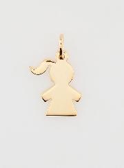 Pendentif Enfant Fille Silhouette en Plaqué Or - 13 mm