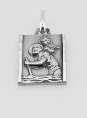 Médaille Plaque de Saint Christophe en Argent Massif - 17 mm