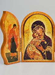 Icône Triptyque Vierge de Vladimir - 12 cm